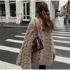 Oversize Knit Pullover Women Casual Lazy Round Neck Kink Solid Sweater Female Loose Sleeves Knitwear Lady