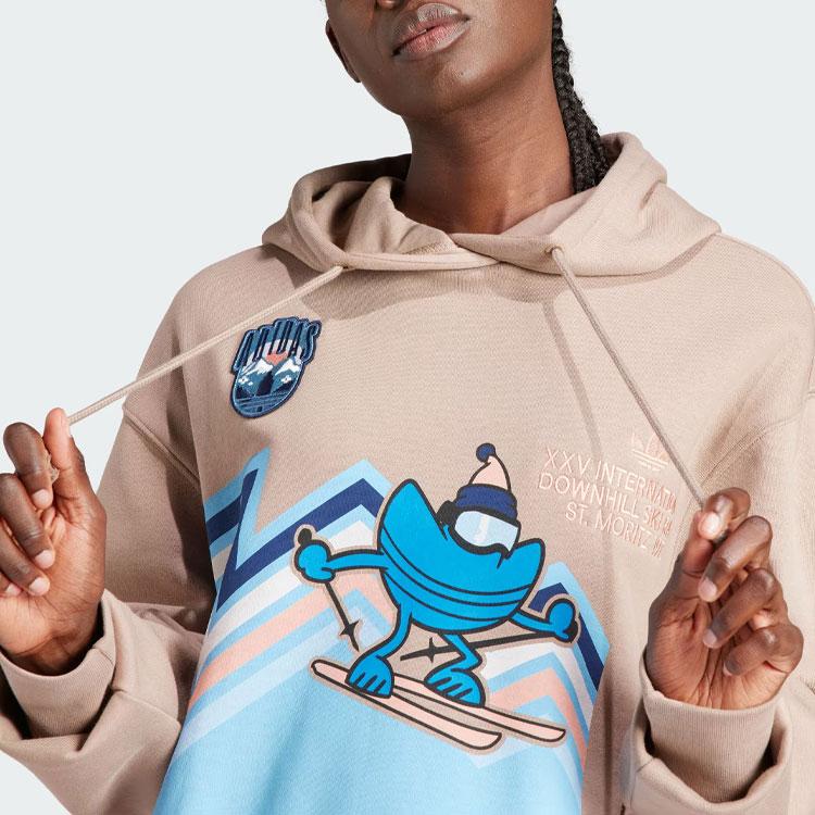 Adidas Originals Holiday Hoodie With Cartoon Print Women Hoodies Pink Brown IT1742