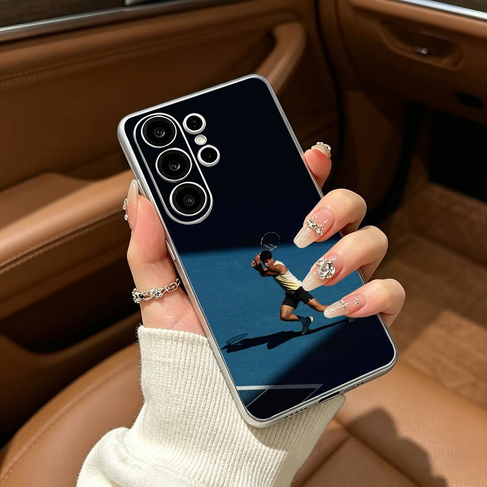 Чехол для телефона с изображением Карлоса Алькараса (теннис) для Samsung S25, S24, S21, S22, S23, S30, Ultra, S20, Plus, Fe, Lite, прозрачный