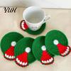 Christmas Tableware Decorations Handmade Yarn Coasters, Cute Santa Snowflake Crochet Drink Mats, Heat Resistant Mug Coasters Non-slip Table Decor for