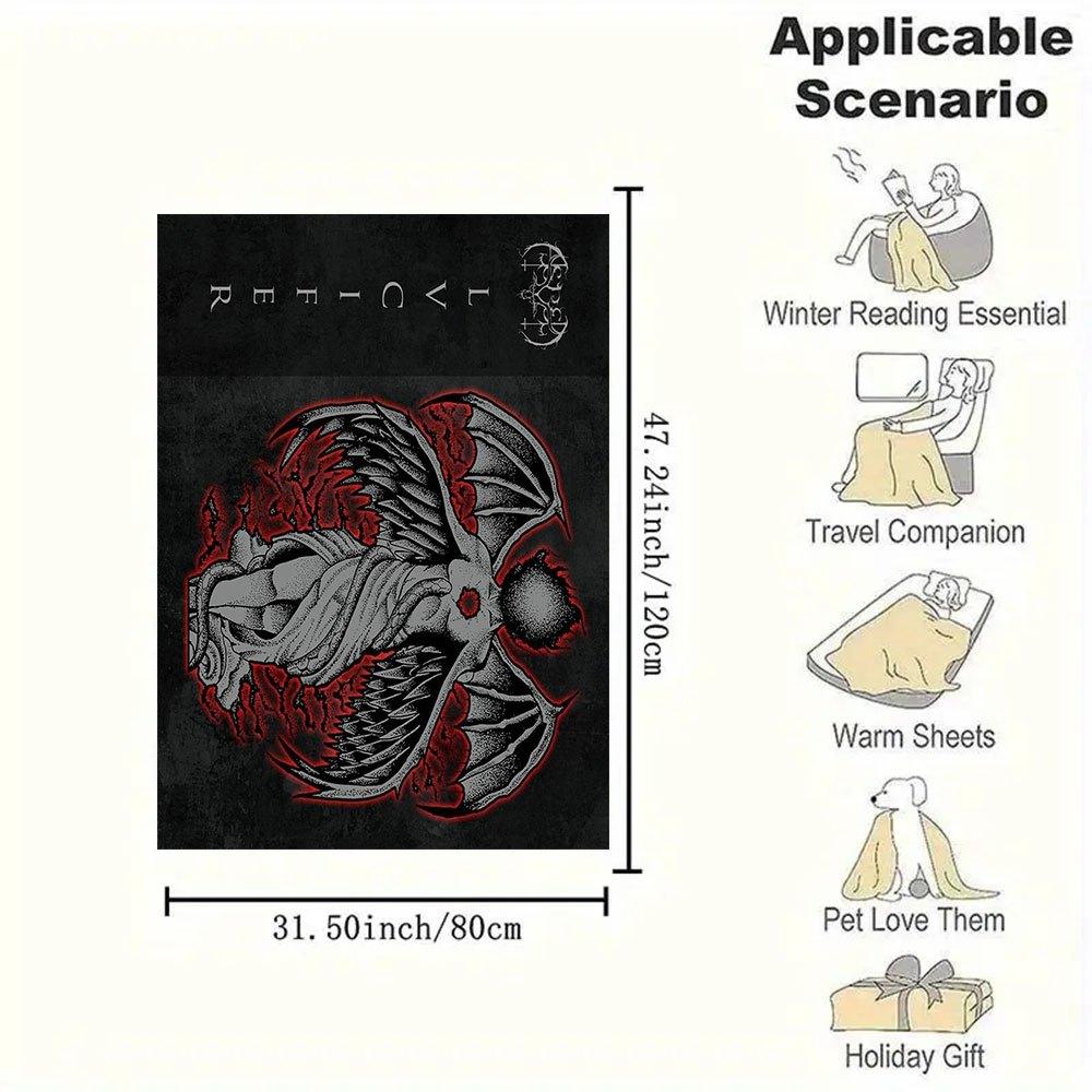 "Revel: Fiery Wings of the Fallen Angel T-Shirt"Blanket Flannel Throw Blanket for Sofa, Bed, Travel, Camping, Office, Couch, Chair, And Bed