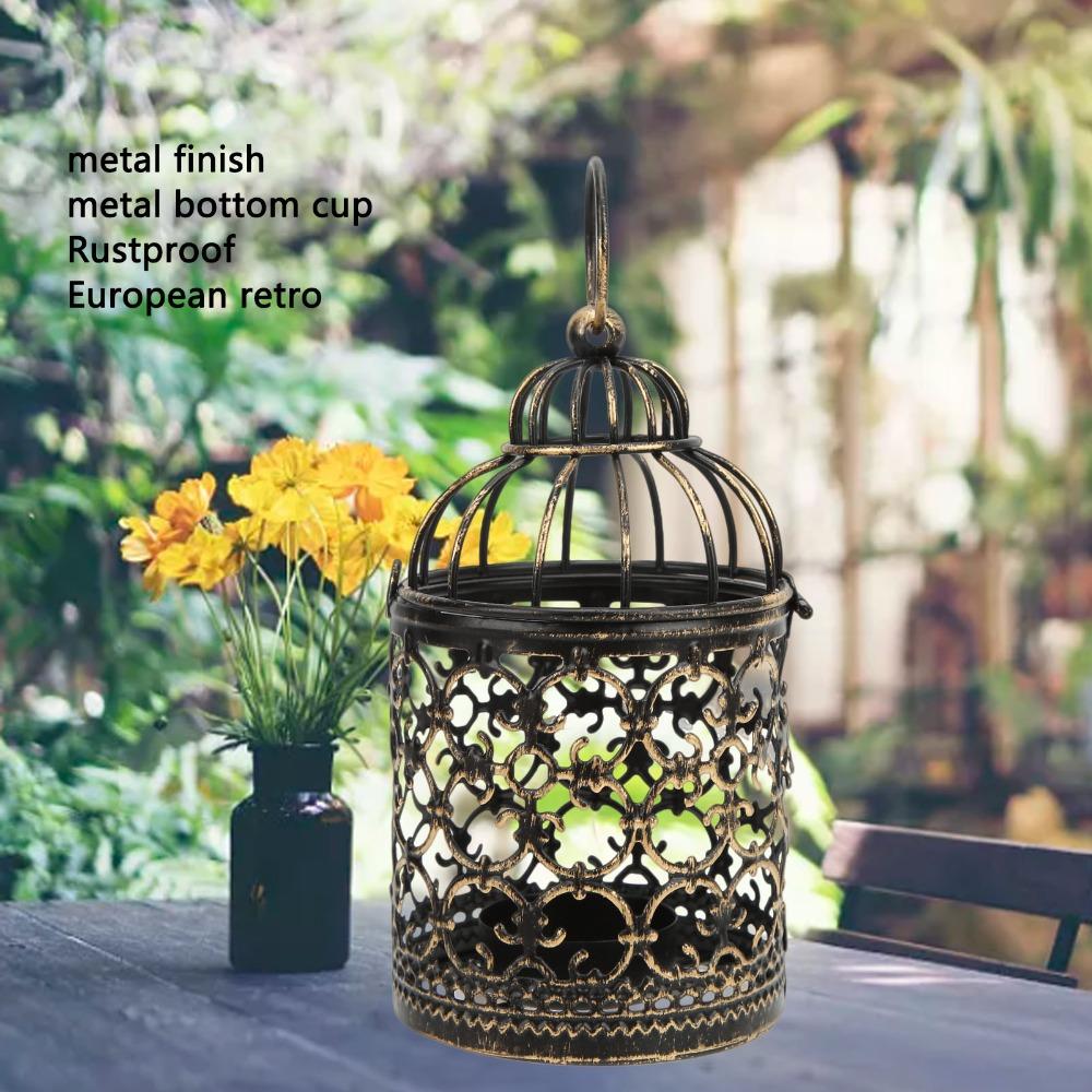 Brush Gold Vintage Candle Holder European Retro Hanging Candle Lantern Party Ambience