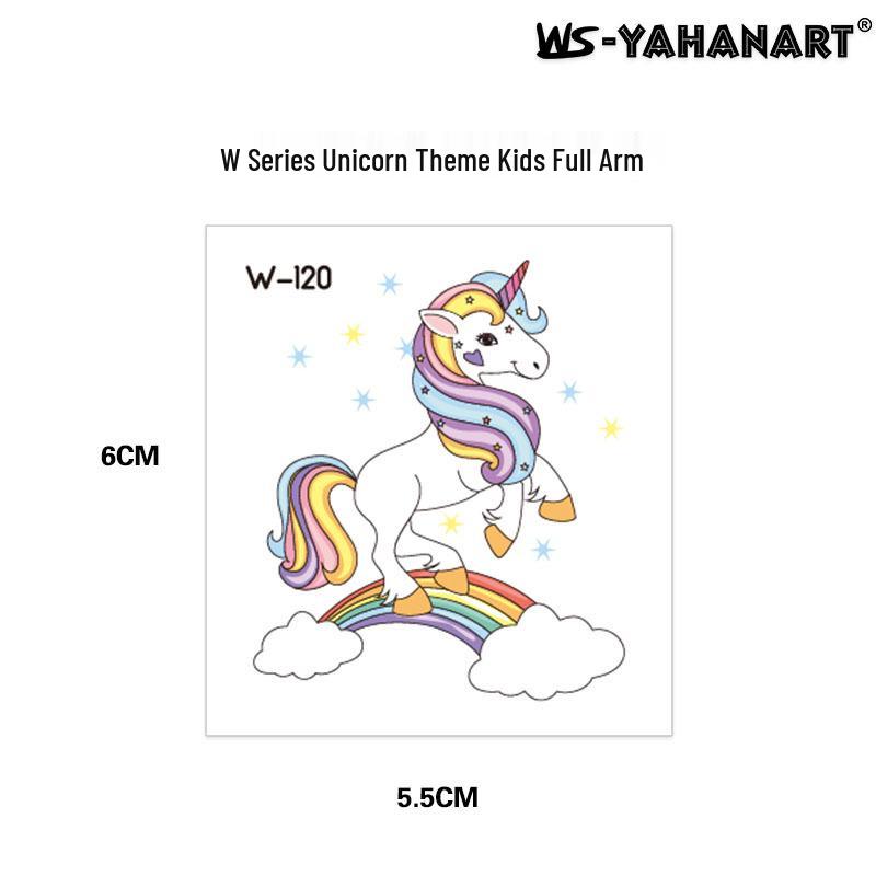 Cartoon Unicorn, Mermaid, Pirate, and Dinosaur Space Water Transfer Tattoo Stickers