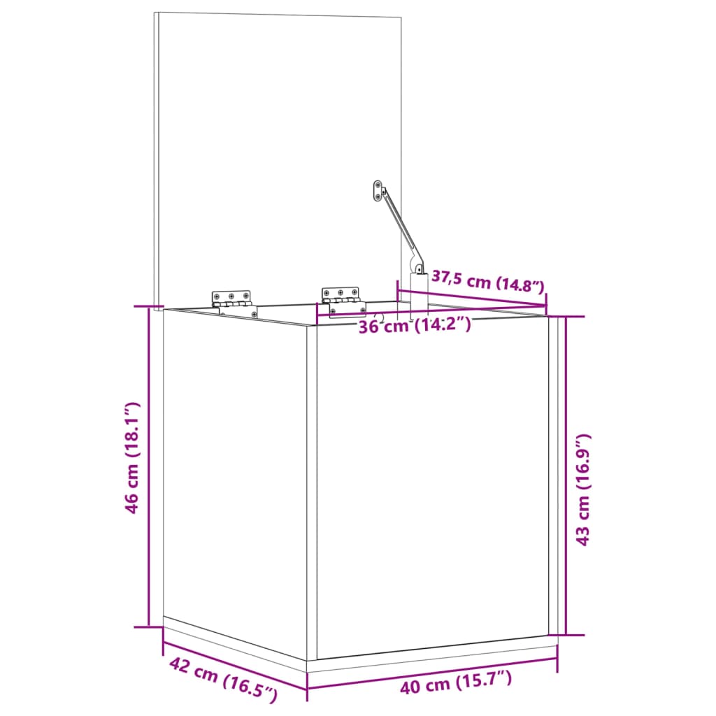 Sonoma Oak Storage Chest 40 x 42 x 46 cm Particleboard