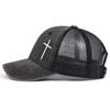 Unisex Arrow Cross Embroidery Adjustable Wash Baseball Hat Hip Hop Breathable Mesh Hats Spring Summer Outdoor Sport Travel for Women Men