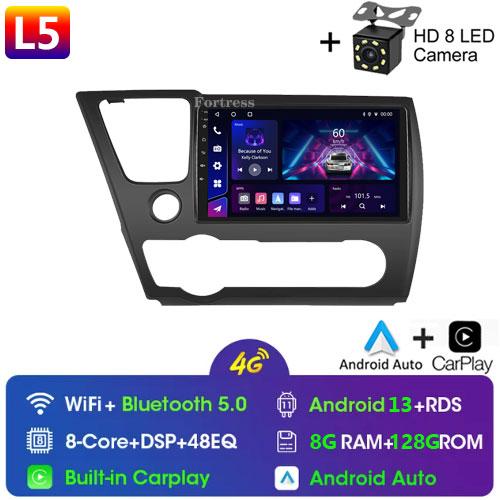 FortressFor Honda Civic9 2013 2014 2015 2016 Android 12 Carplay Car Radio Multimedia Video Player GPS Navigation 2 Din Autoradio