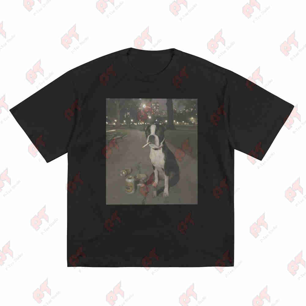 Smoking Dog Meme Cigarette Lover Short Sleeve Tee 100% Cotton T-Shirt