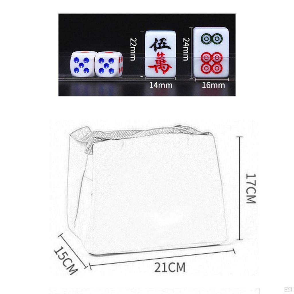 Ancient Chinese Mahjong Game Set with Handbag 144 Sheets Traditional Game, Travel