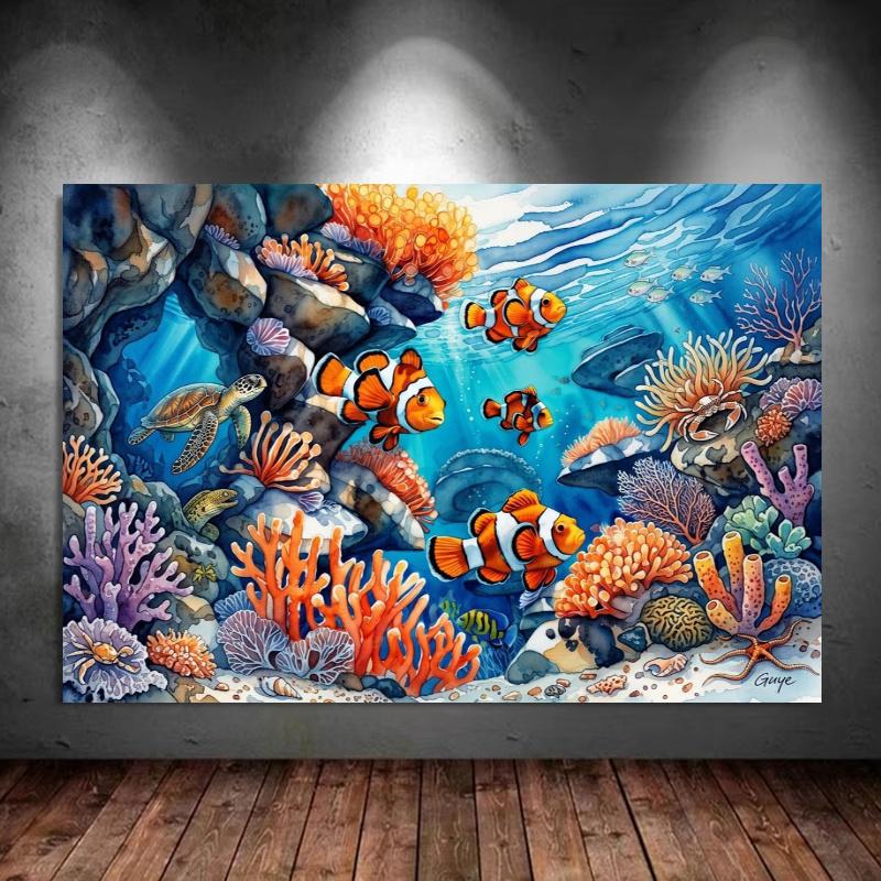 Underwater Artbig Fish Art 100% Round Full Drill 5D DIY Diamond Painting Embroidery Cross Stitch Rhinestone Décor