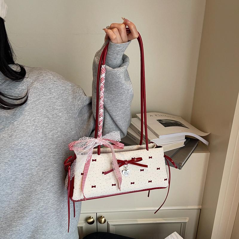 Butterfly Knot Dot Fashion Tote Bag In Spongy Material For Urban Wear
