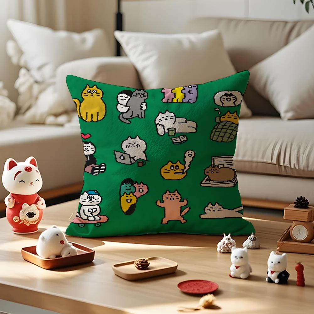 Gomatsu Cushion Cover Anti-dustmite Pillowcase Invisible Zipper Silky Short Plush Sofa Cushion Cover