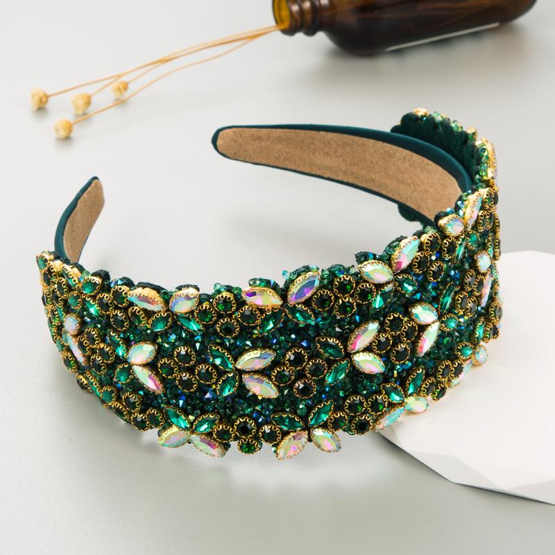 Женская повязка на голову в стиле барокко, красочная повязка на голову с широкими краями, полностью кристальная