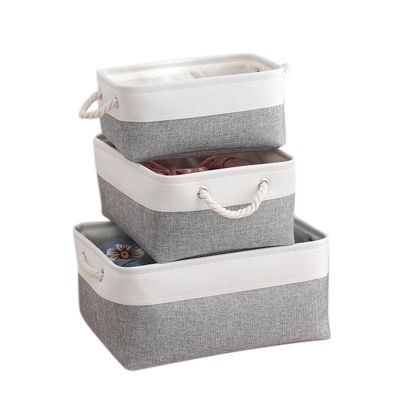 Foldable Storage Basket For Home Supplies Cotton and Linen Organizer Box For Underwear Socks Baby Toys Organizer Accessories