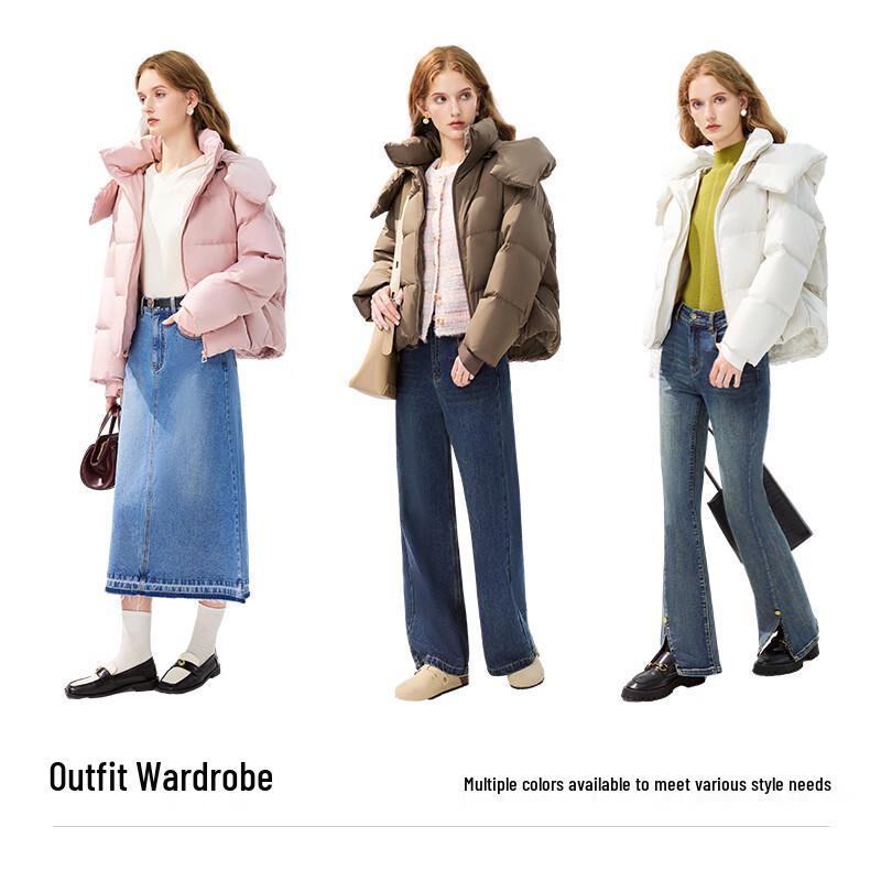 Женский короткий пуховик с капюшоном Qiusbuiyiren для миниатюрных