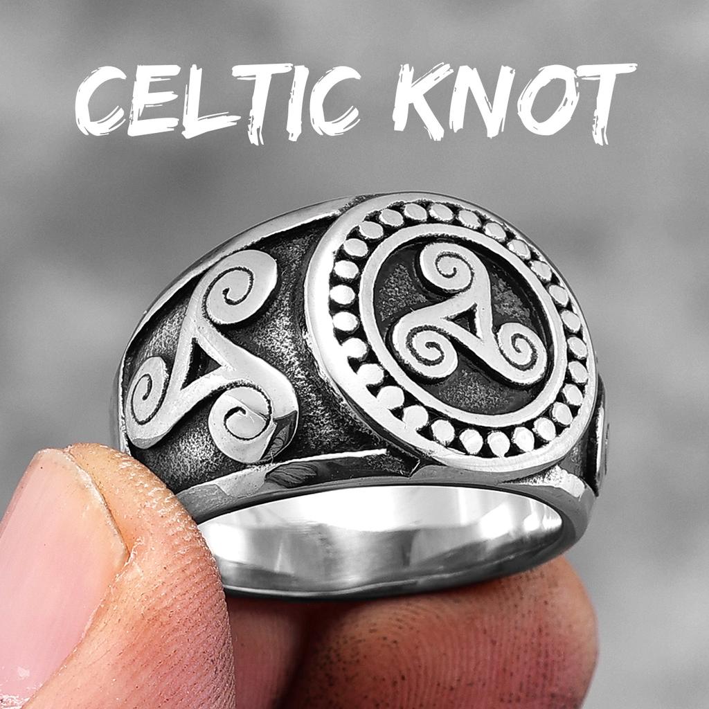 Кольца мужские из нержавеющей стали с тотемом викингов и кельтским узлом в стиле панк-винтаж для мужчин, бойфрендов, байкеров, ювелирных изделий, креативных подарков