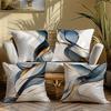 Abstract Blue and Gold Swirl Pattern Throw Pillow Cover for Modern Sofa Decor