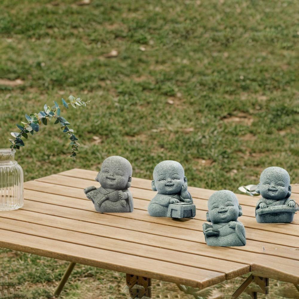 4PCS New Chinese Style Buddha Statue Zen Little Monk Ornaments New Monks Buddhism Figurines