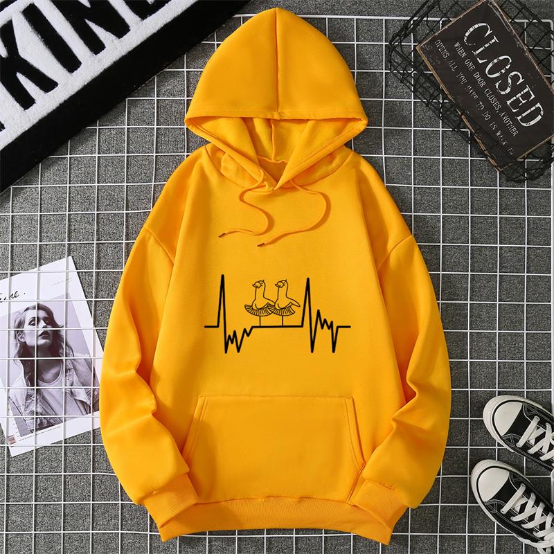 Heartbeat Runner Graphic Hooded Sweatshirts In Hoodies Sweatshirts Essentials Winter Thick Sweater Hoodie Women Clothes