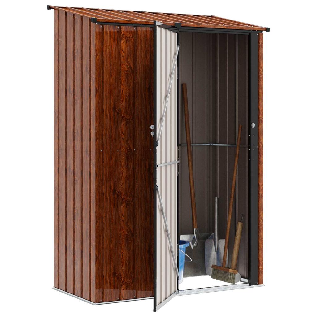 Garden Shed Brown 140.5 x 74 x 200 cm Metal