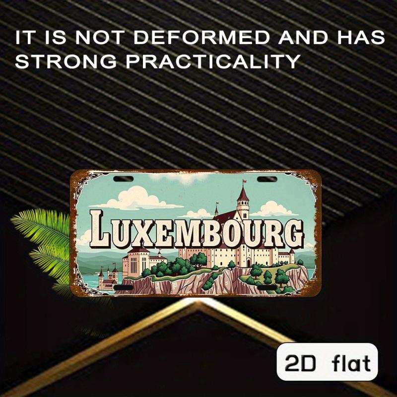 HD Aluminum Metal Sign Luxembourg Vintage License Plate Style Wall Decor Retro Castle Landscape Distressed Design Tin Poster f