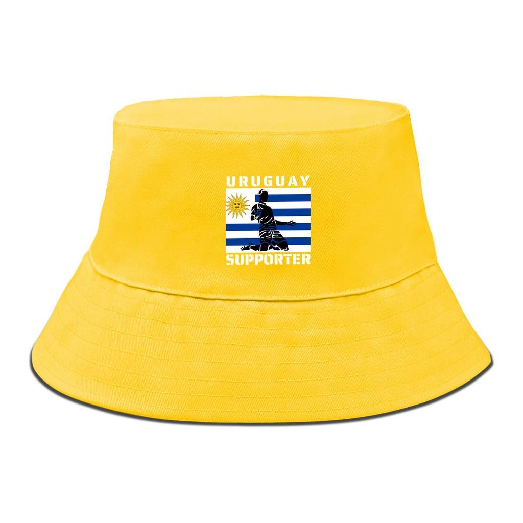 Bucket Hat With Uruguay Flag Football Print , Patriotic Sun Hat Simple Reversible Fit Beach Cap