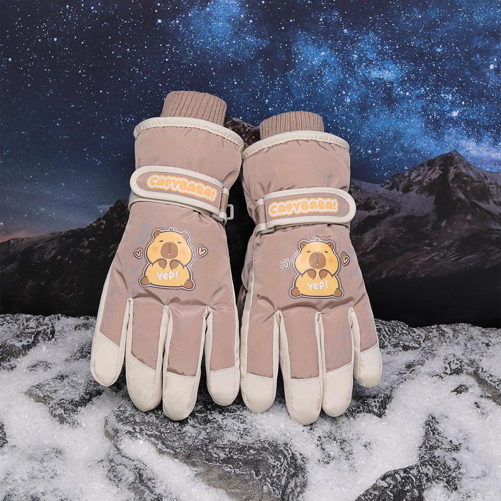 Capybara Kids' Winter Ski Gloves - Waterproof, Windproof, Warm, for Boys, Girls, and Teens
