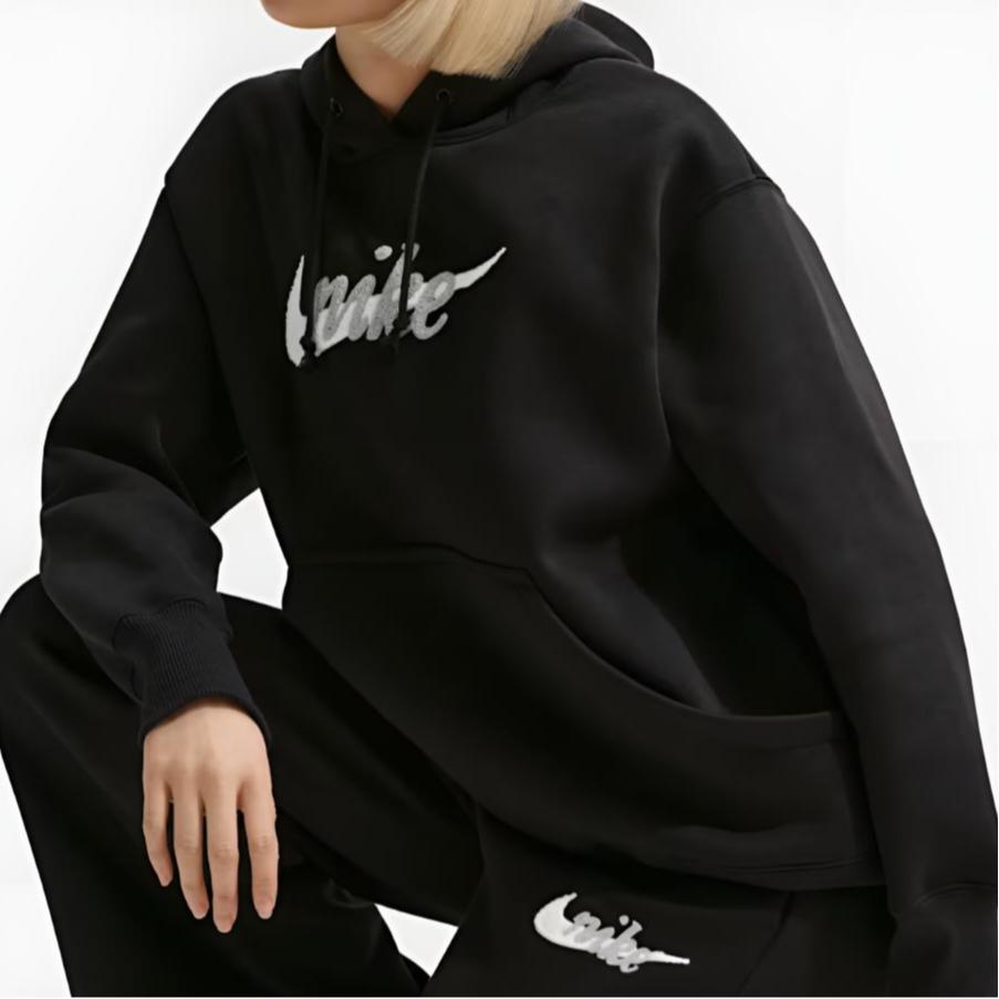 Nike Спортивная одежда Phoenix Fleece с логотипом-надписью, худи с длинным рукавом свободного кроя, женский топ IM9644-010