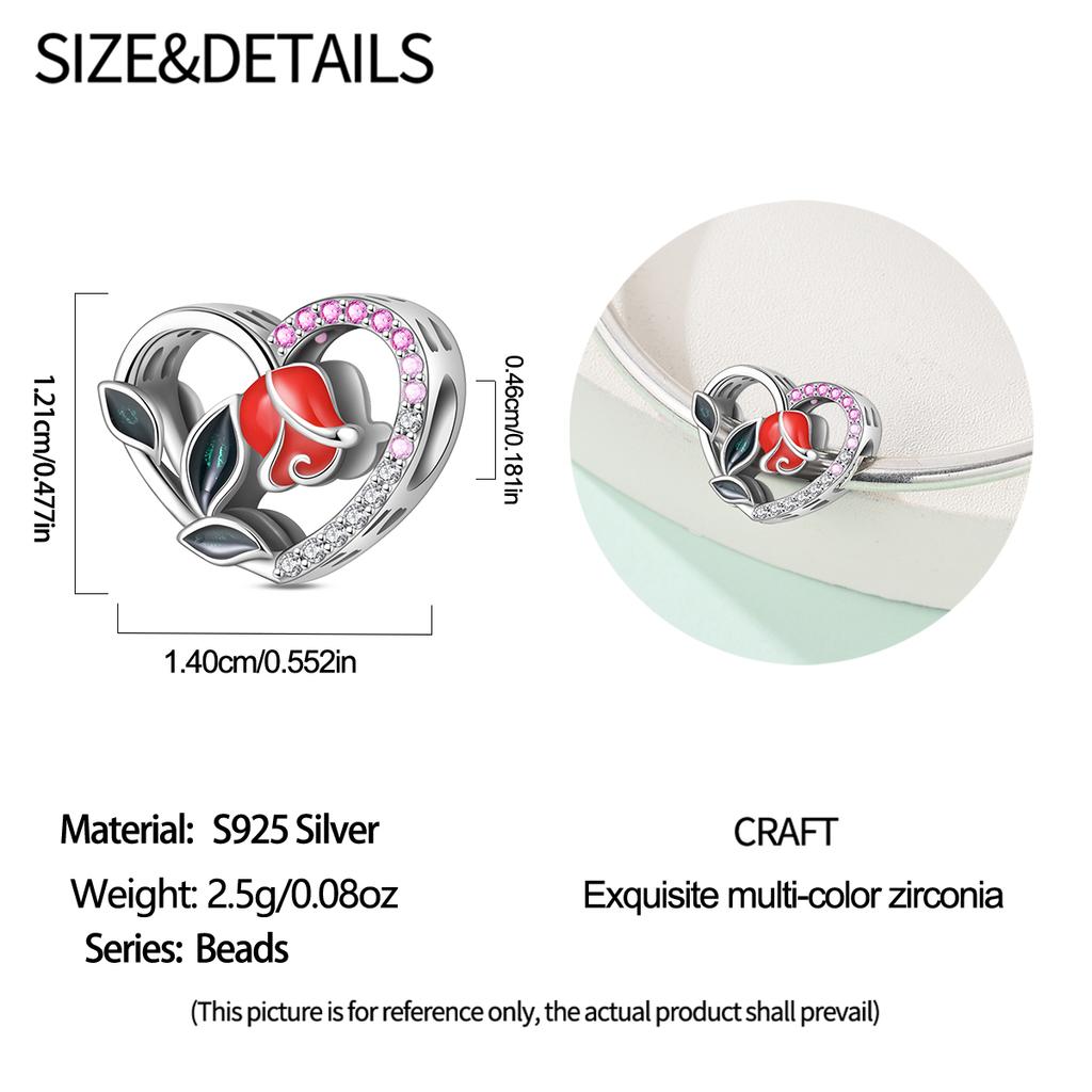 Медь Милая Роза Красный Воздушный Шар Бисером Любовные Шармы Подходят Оригинальному Браслету Изготовление Ювелирных Изделий Женский Подарок