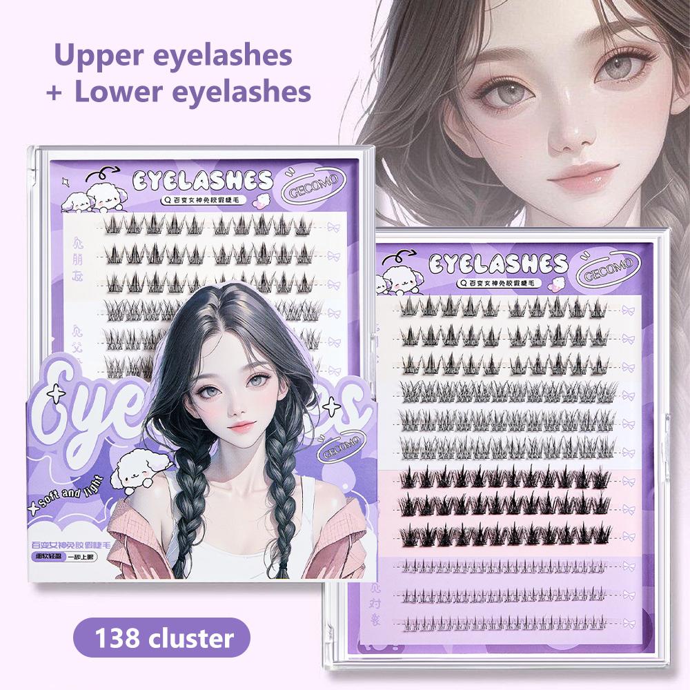 GECOMO Large Volume False Eyelashes Natural Volume Curly Four Different Types Of False Eyelashes In One Box Good For Travel