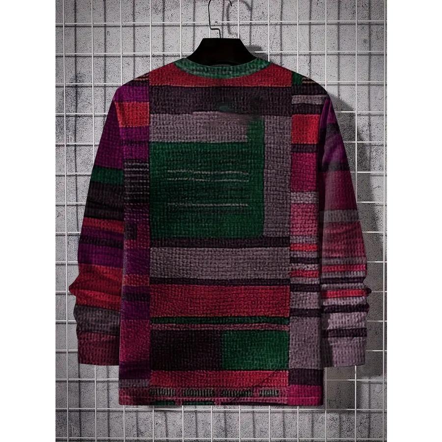 Mens Vibrant Color Block Long Sleeve Comfort Fit T-Shirt - Soft, Breathable, Casual Wear for Summer - Mens Clothing for Relaxed Style