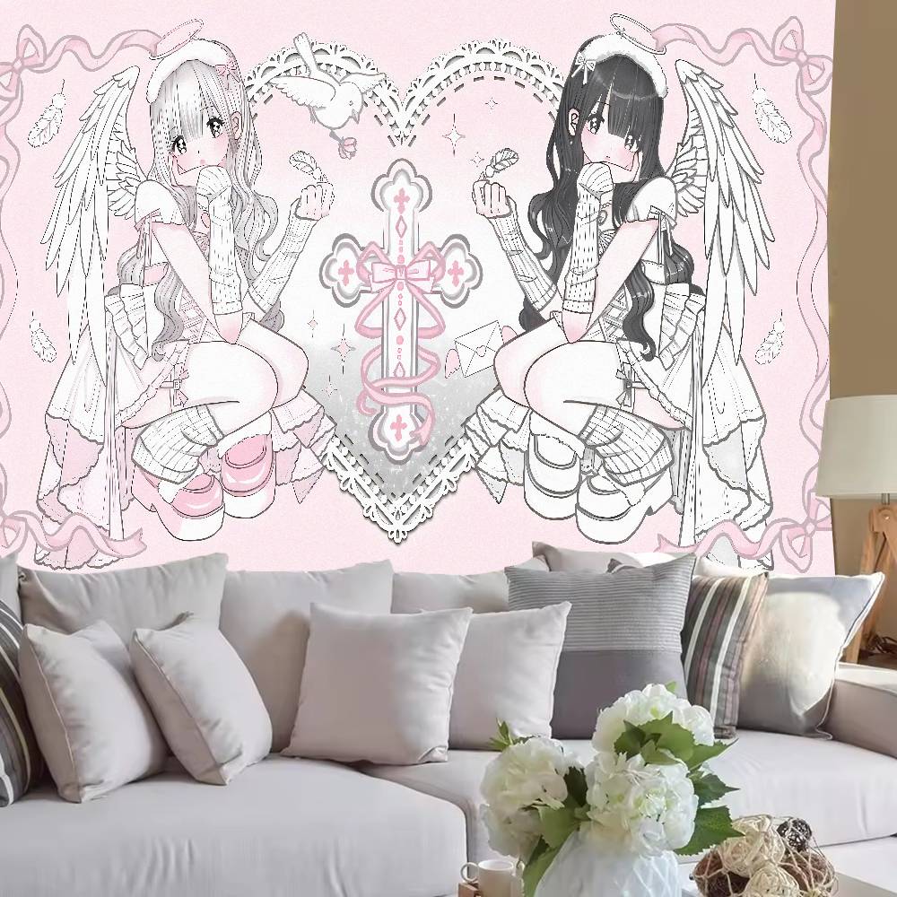 Pretty HOT Cute Anime Girl Tapestry Decoration Bedroom Dormitory Background Cloth Holiday Home Party Living Room Club Tapestry