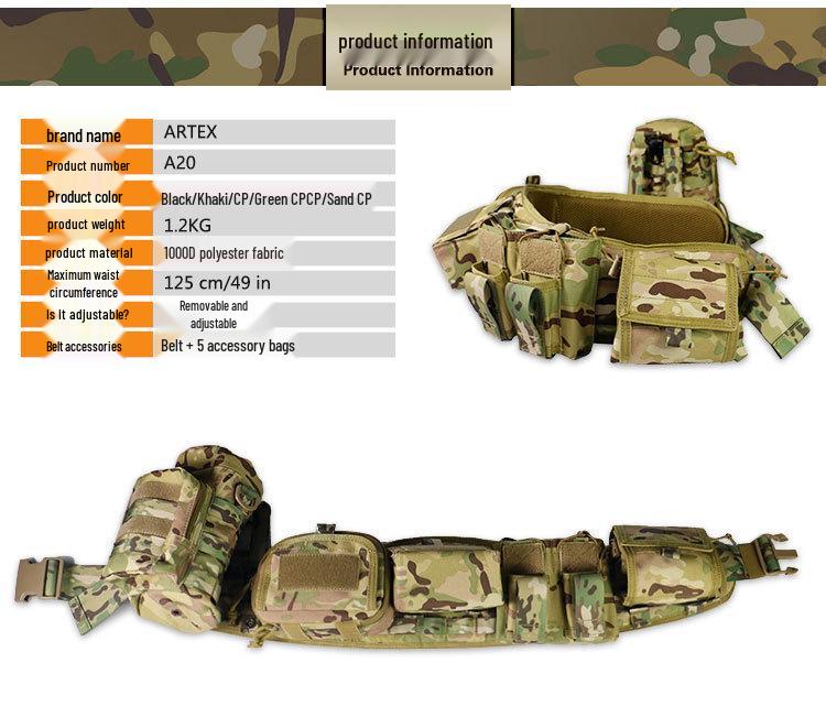 Многофункциональный тактический поясной ремень Molle - Нейлон с подкладкой для тренировок на открытом воздухе