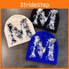 M Letter Knitted Beanie Hat For Women Warm Winter Fashion Accessory Gift