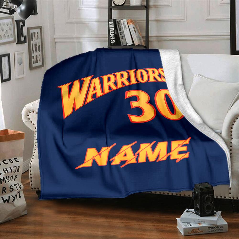 Warriors 30 Name Themed Flannel Blanket Personalized Name Four Seasons Comfort Fashionable Design Suitable For Sofa Bed Travel Camping And Office