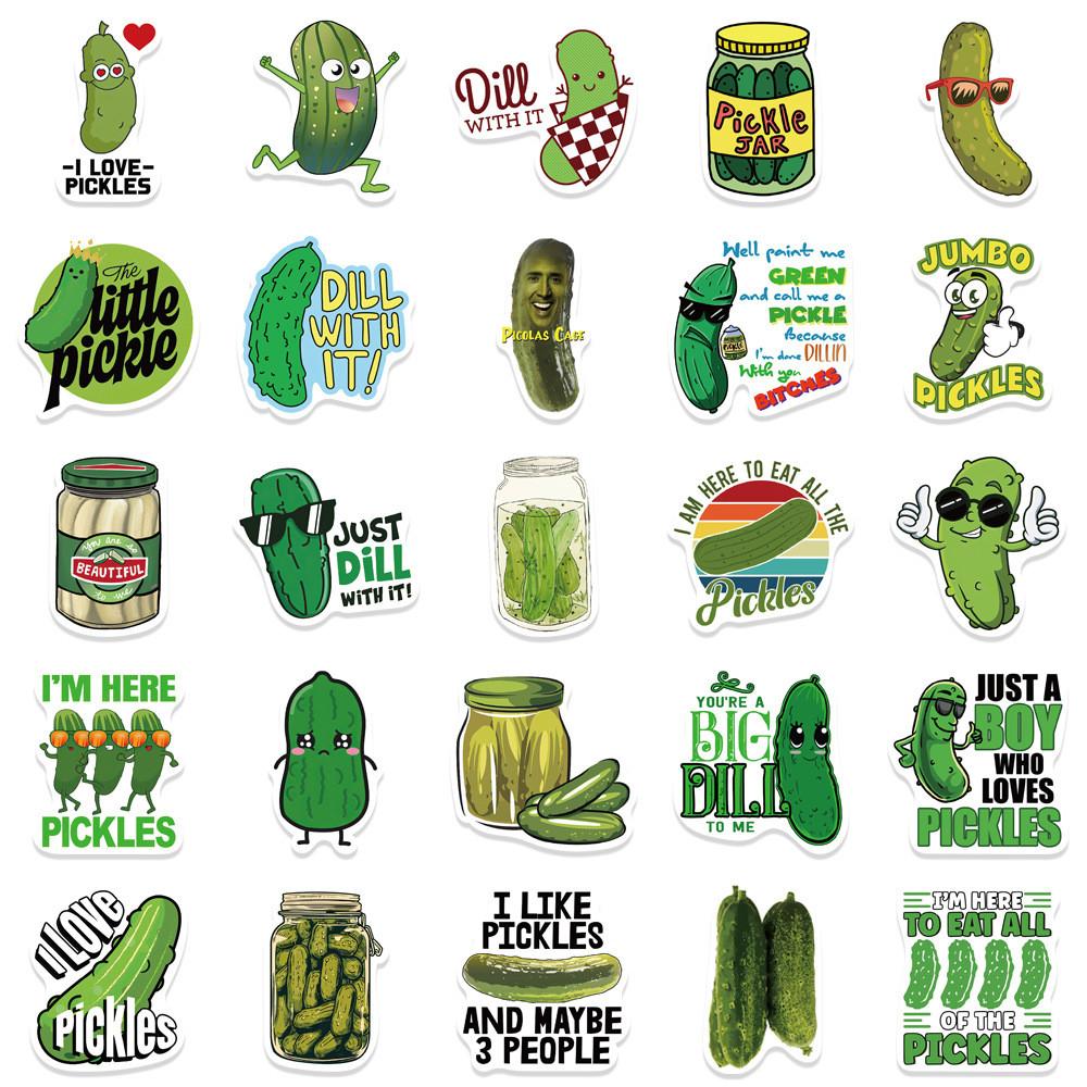 50PCS Cartoon Pickle Stickers - Waterproof Decor for Luggage, Notebook & Guitar RecordingYourLife Store