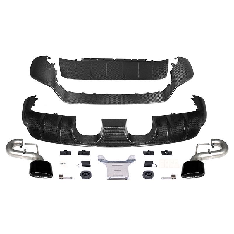 Премиальные накладки на передний и задний бамперы TurboGT из углеродного волокна для Porsche Cayenne 2018-2023, Простая установка на замену.