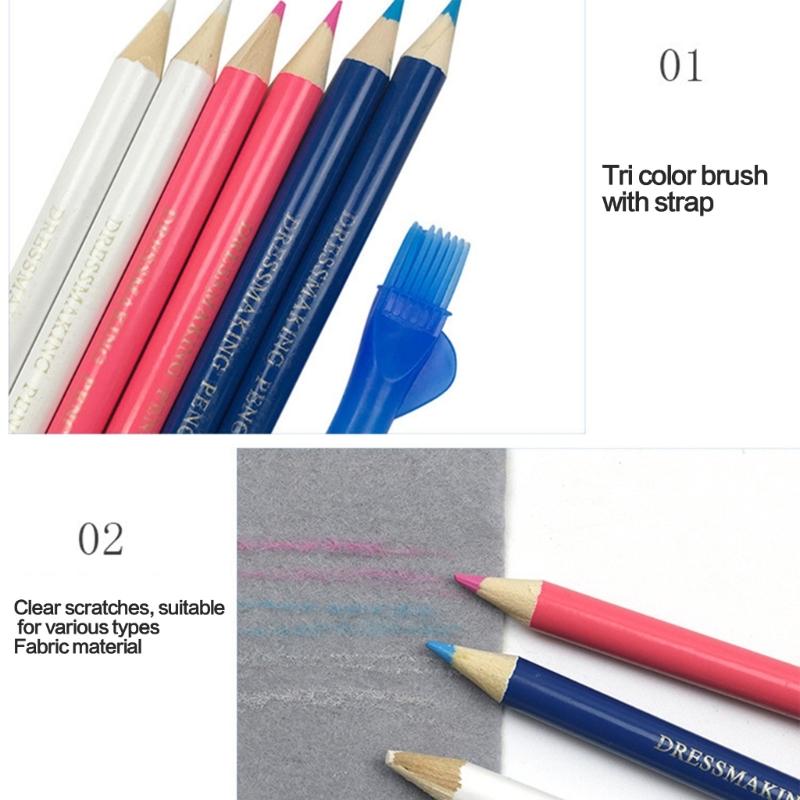 3 шт. Карандаш для разметки ткани с кисточкой, Карандаш для портного, Мелок для шитья, Ручка для шитья ткани