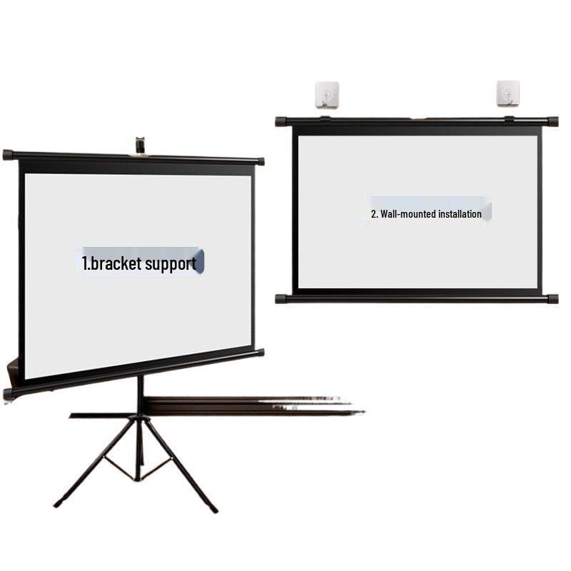 100-дюймовый напольный экран для проектора со стойкой - Кронштейн без перфорации для домашнего использования