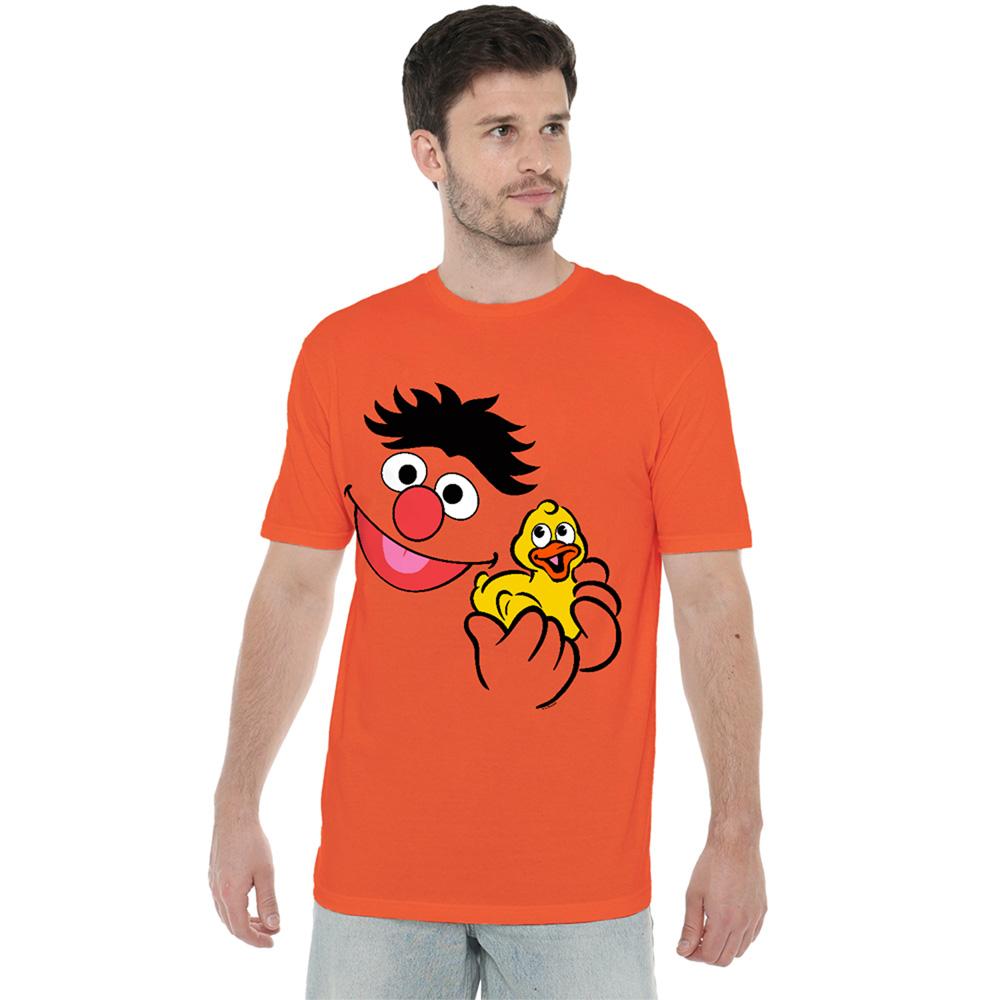 Sesame Street Unisex Adult Holding Rubber Duckie Ernie T-Shirt