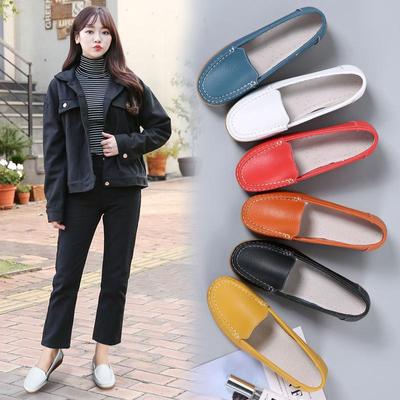 Весенне-осенние женские кожаные туфли на плоской платформе