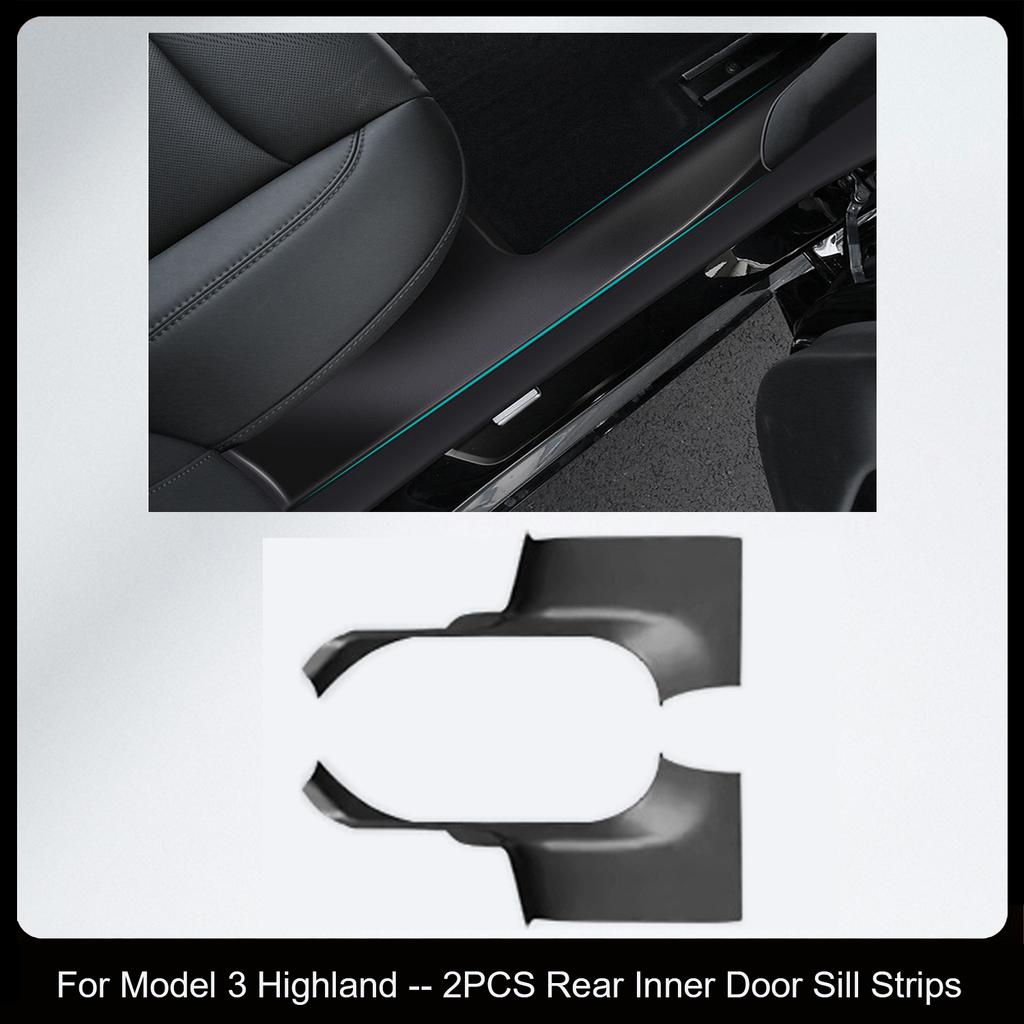 For Tesla Model 3 Highland 2024 Door Sill Strip Guard Mat Trunk Threshold Protector Side Anti-kick Pad Magic Hook Installation