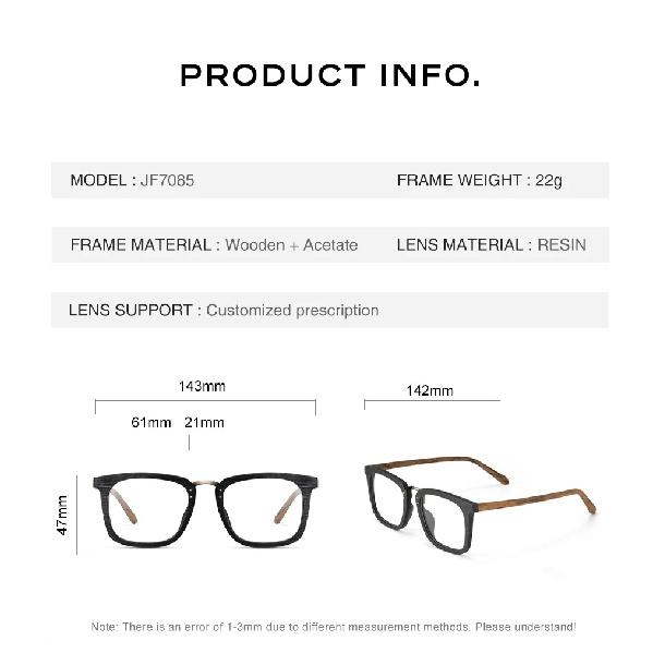 CAPONI Wooden Glasses Frame For Men Brand Designer Handmade Eyeglasses Anti Blue Light Customized Spectacles JF7085