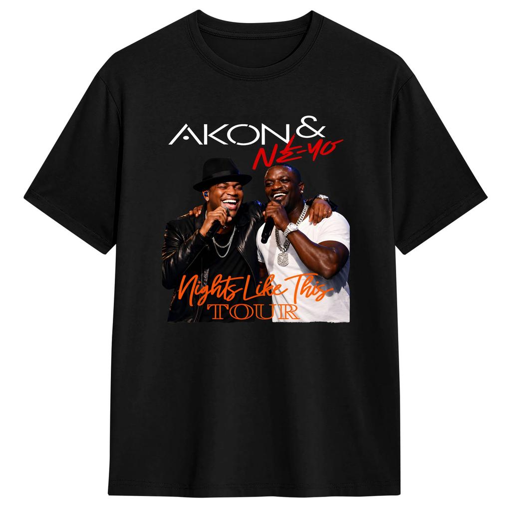 Unisexs Akon T Shirt Tour Pure Cotton Clothing Funny Short Sleeve O Neck Tees Plus Size TShirts
