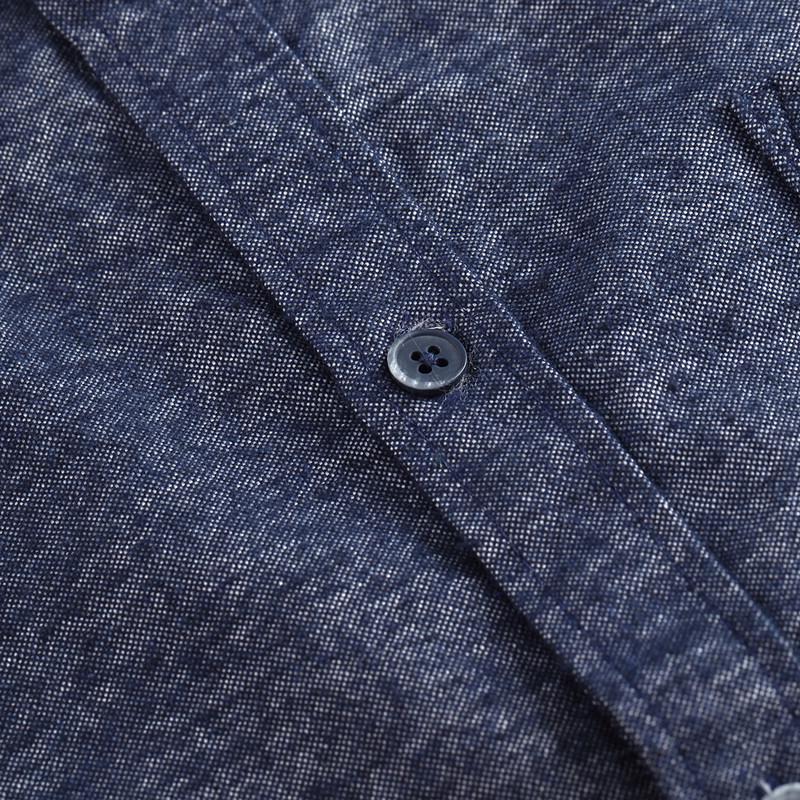 Весенне-осенние мужские повседневные карманные социальные рубашки, рубашка из 100% хлопка, мужская однотонная приталенная мужская классическая рубашка с длинным рукавом с отложным воротником