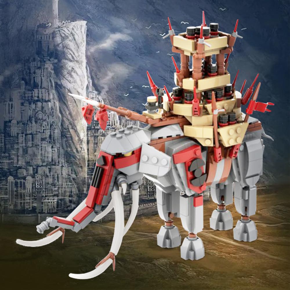 Gobricks MOC Мумакил Олифант Кирпичики Кольца Фильм Креативная Модель Мумакил Война Битва Слоны Строительные Блоки Игрушка Подарок