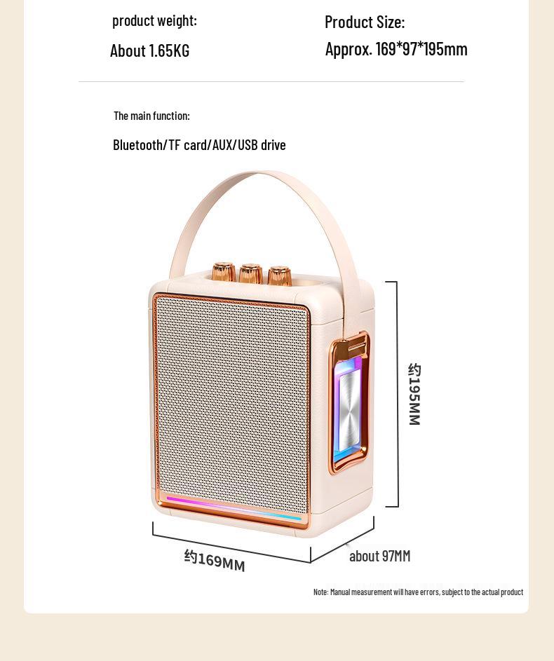 High Volume Retro Bluetooth KTV Microphone Speaker with Subwoofer for Home & Outdoor Use