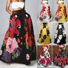 Женская мода с цветочным принтом, свободная полуюбка с высокой талией, пляжное удлиненное платье