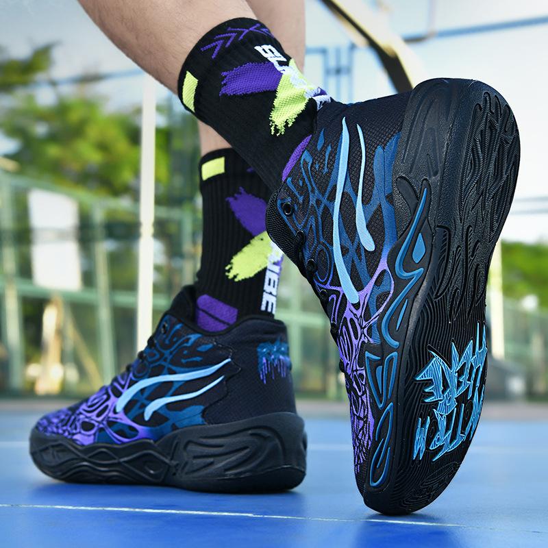 Mandarin duck basketball shoes men's high-top cement floor actual combat cushioning sports shoes Bauer casual shoes
