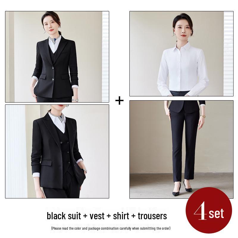 Профессиональный женский осенний костюмный набор - Формальная рабочая одежда для менеджера ресепшена отеля с пиджаком с длинными рукавами и брюками
