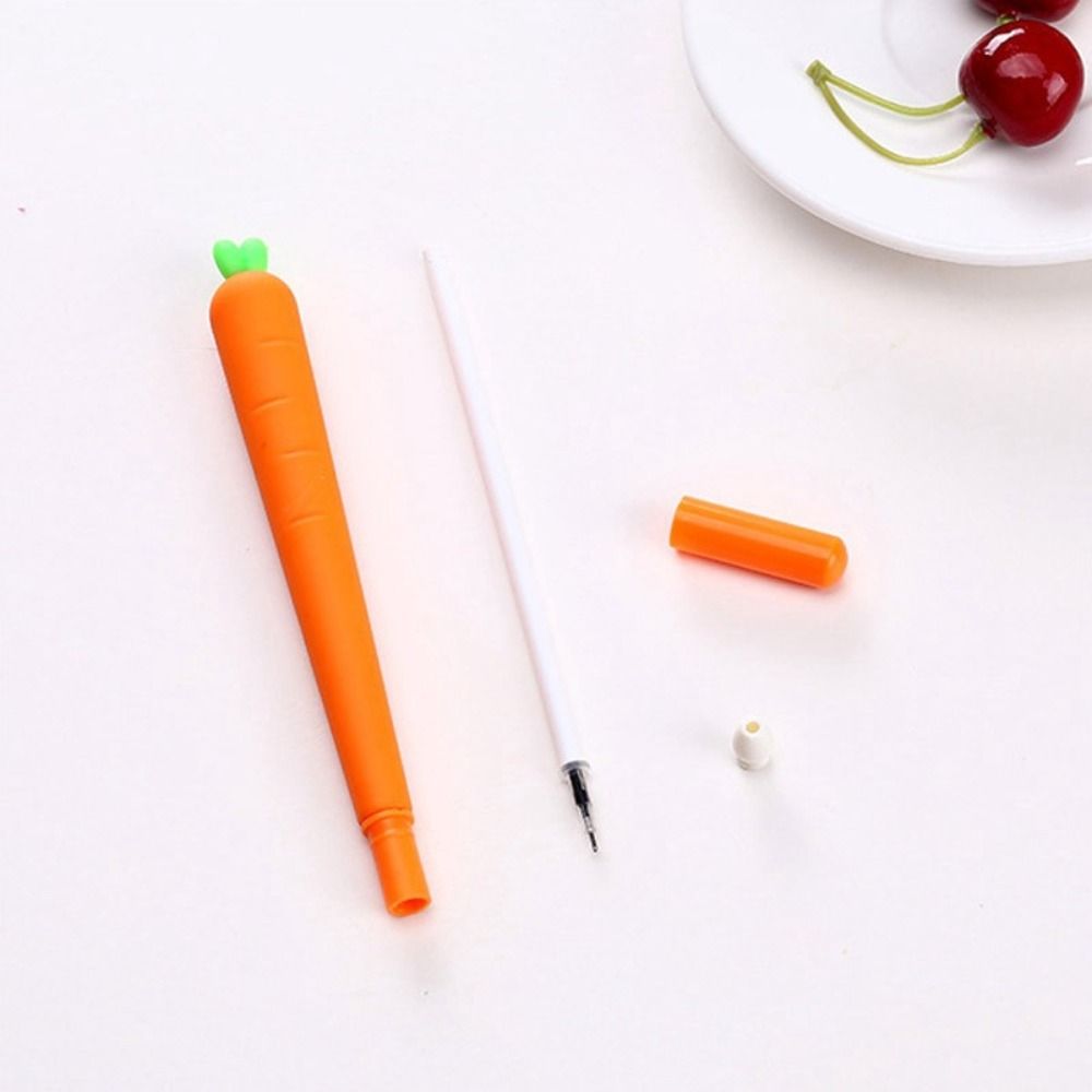 1/5Pcs Simulation Carrot Erasable Pen 0.5mm Exam Professional Pens Durable Black Pen